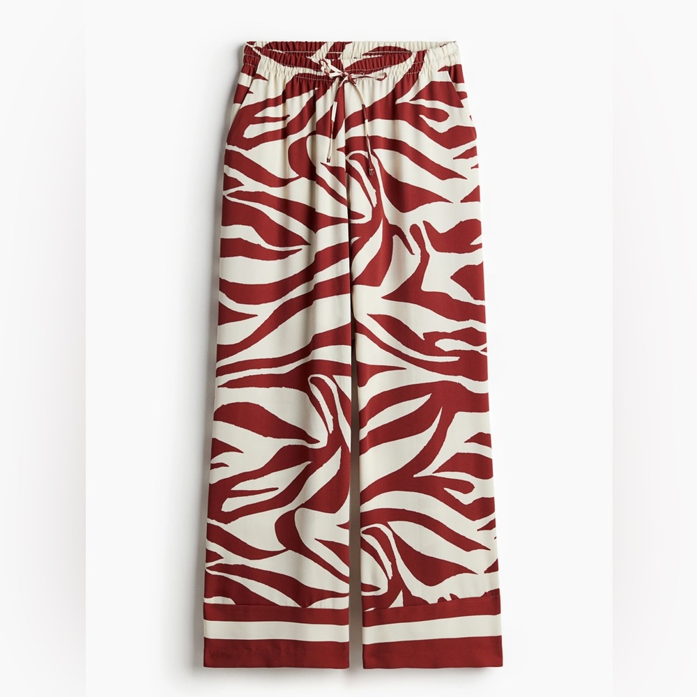 H&M Burgundy and White Zebra Print Pants
